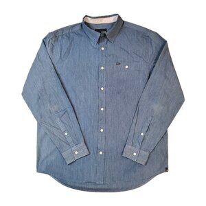 Hurley Long Sleeve Button Down Shirt Mens Large Blue Chambray